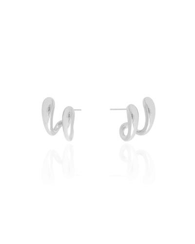 Brinco Dois Filetes Lisos 1,7 cm Ródio Branco