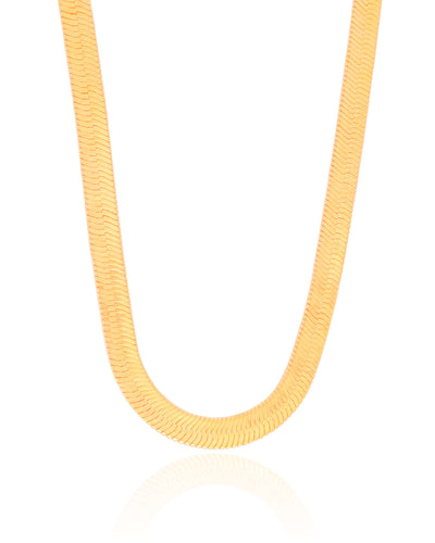 Choker Malha Fita 7 mm Banhado a Ouro 18K - 32 cm