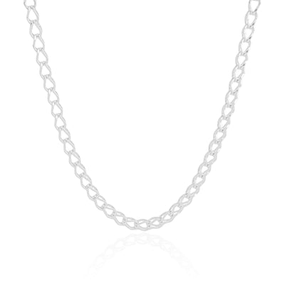 Choker Elos Duplos 5 mm Ródio Branco - 32 cm