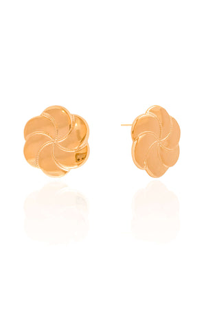 Brinco Flor Lisa 2.0 cm Banhado a Ouro 18K