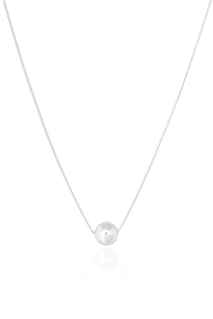 Gargantilha Veneziana Pingente Bola 8 mm Ródio Branco