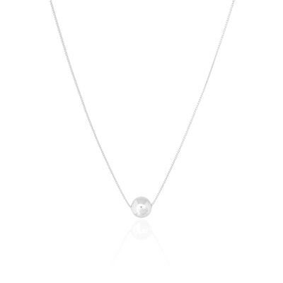 Gargantilha Veneziana Pingente Bola 8 mm Ródio Branco