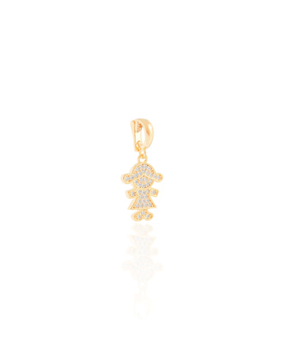 Pingente Filha Menina Cravejada Cristal 1.5 cm Banhado a Ouro 18K