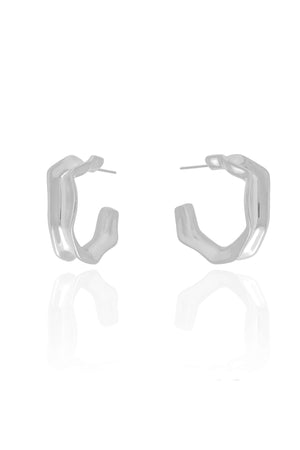 Brinco Argola Orgânica 2.3 cm Ródio Branco