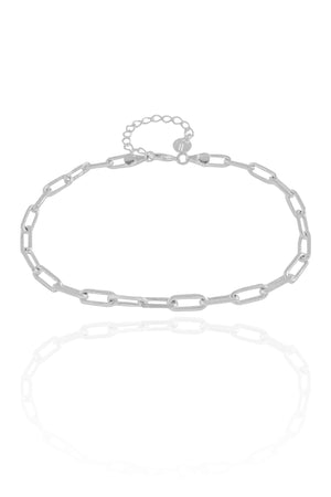 Tornozeleira Elos Ovais Ródio Branco