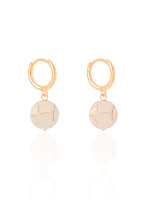 Brinco Argola Click Howlita 3.0 cm Banhado a Ouro 18K