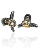 Dupla de Presilha Meia Luz Flor Preta Pérola