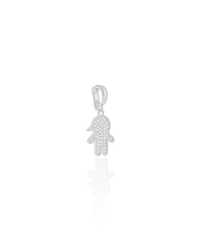 Pingente Filho Menino Cravejado Cristal 1,5 cm Ródio Branco