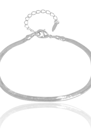 Pulseira Malha Fita 3 mm Ródio Branco