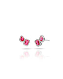 Brinco Ponto de Luz Duplo Fúcsia Rosa