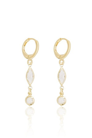 Brinco Argola Navete Ponto de Luz Cristal Banhado a Ouro 18K