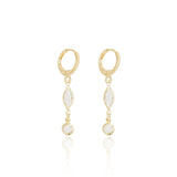 Brinco Argola Navete Ponto de Luz Cristal Banhado a Ouro 18K