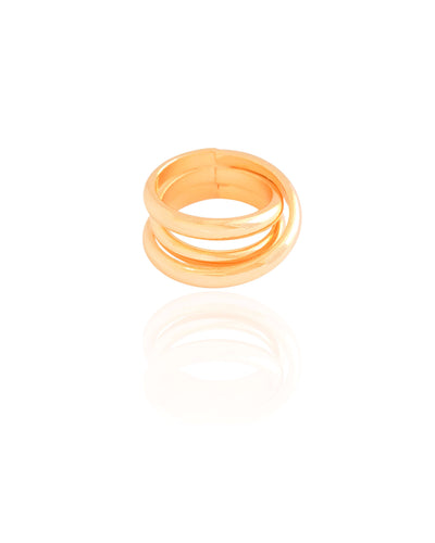 Anel Filetes Entrelaçados Tamanho 24 Banhado a Ouro 18K