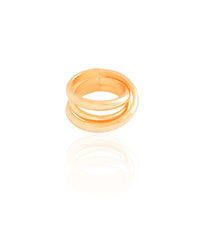 Anel Filetes Entrelaçados Tamanho 16 Banhado a Ouro 18K