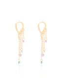 Brinco Argola Gota Franja Ponto de Luz Colorido Banhado a Ouro 18K