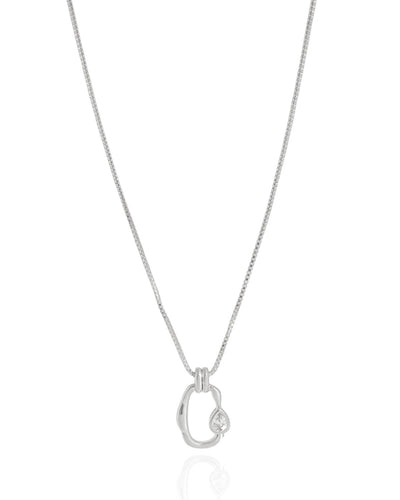 Colar Veneziana com Pingente Orgânico e Gota Cristal - 45 cm