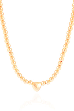 Choker Bolinhas Coração Liso Banhado a Ouro 18K