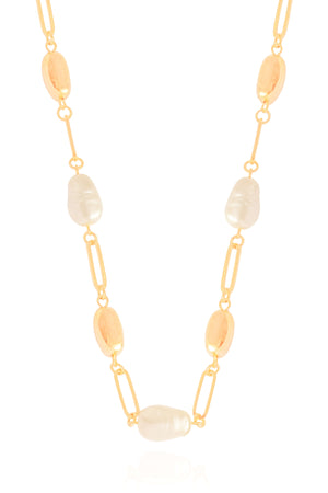 Gargantilha Elos Orgânico Pérolas Barrocas Banhado a Ouro 18K