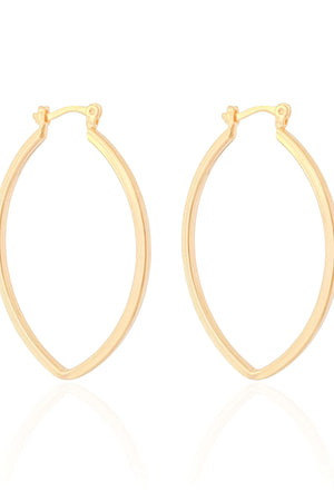 Brinco Argola Fecho Italiano Reta Elíptico Lisa 4.4cm Banhado a Ouro 18K