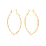 Brinco Argola Fecho Italiano Reta Elíptico Lisa 4.4cm Banhado a Ouro 18K