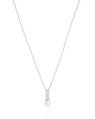 Colar Elos Pingente Pérola Ponto de Luz Cristal - 45 cm