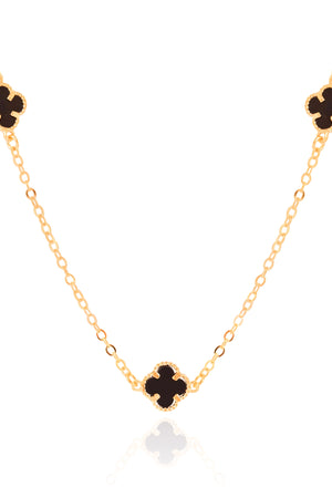 Choker Elos Trevos Tom Onix 1.0 cm Banhado a Ouro 18K