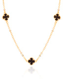 Choker Elos Trevos Tom Onix 1.0 cm Banhado a Ouro 18K