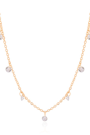 Gargantilha Elos Americanos Pontos de Luz Cristal Banhado a Ouro 18K - 50 cm