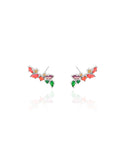 Brinco Ear Cuff Cristais Coloridos Ródio Branco