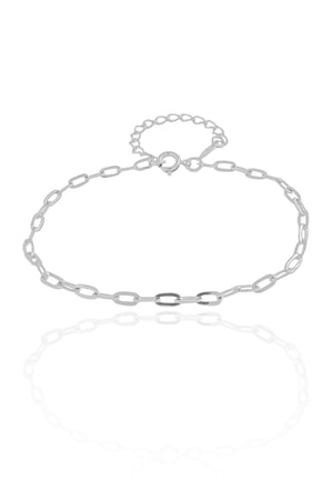 Pulseira Elos Ovais 3 mm Ródio Branco