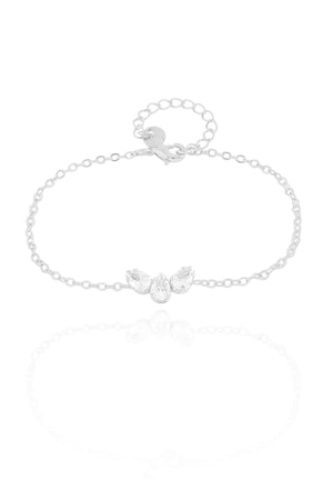 Pulseira Elos Gotas Cristais Ródio Branco
