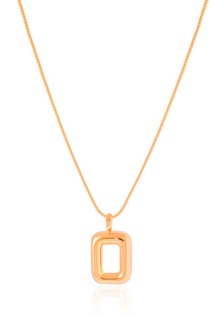 Gargantilha Veneziana Retângulo Vazado Liso Banhado a Ouro 18K - 40 cm