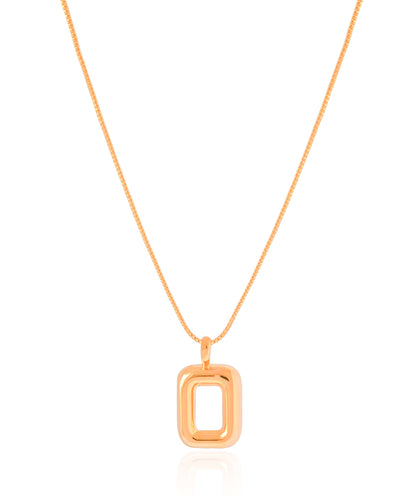 Colar Veneziana Retângulo Vazado Liso Banhado a Ouro 18K - 40 cm