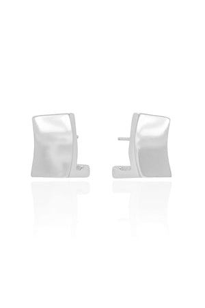 Brinco Meia Argola Quadrado Liso Ródio Branco