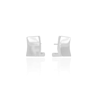 Brinco Meia Argola Quadrado Liso 1,5 cm Ródio Branco