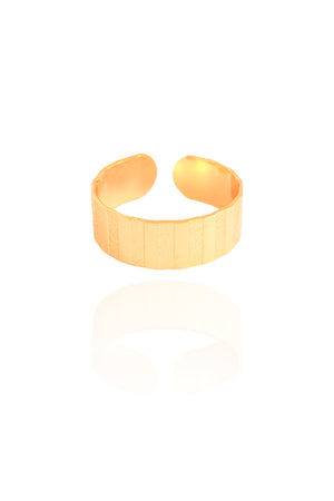 Anel Ajustável Esteira Texturizado Tamanho G Banhado a Ouro 18K