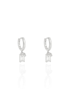 Brinco Argola Pingente Retangular Cristal