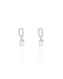 Brinco Argola Pingente Retangular Cristal