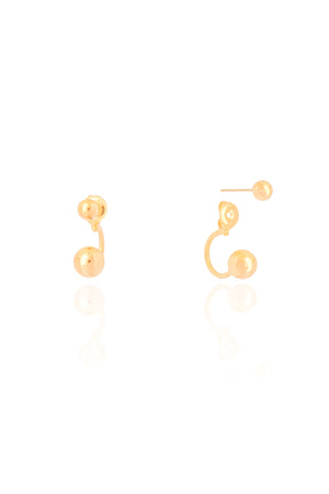 Brinco Ear Jacket Bolinha Lisa Banhado a Ouro 18K