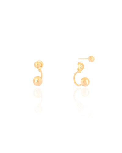 Brinco Ear Jacket Bolinha Lisa Banhado a Ouro 18K