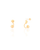 Brinco Ear Jacket Bolinha Lisa Banhado a Ouro 18K