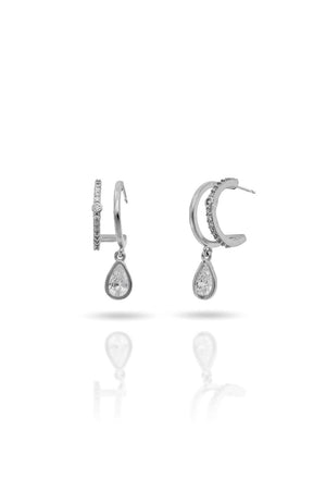 Brinco Argola Dupla Pingente Gota Cristal