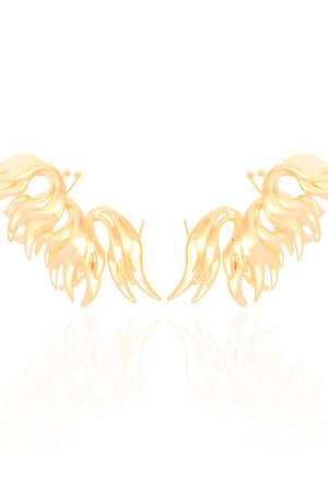 Brinco Ear Cuff Asa Lisa 6.5 cm Banhado a Ouro 18K