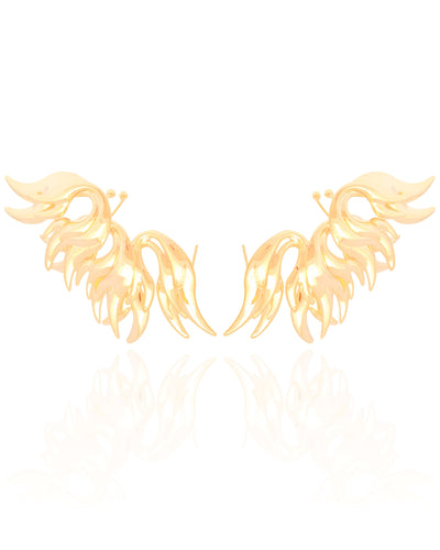 Brinco Ear Cuff Asa Lisa 6,5 cm Banhado a Ouro 18K