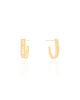 Brinco Argola Dois Filetes Cravejados Cristal 1.9 cm Banhado a Ouro 18K