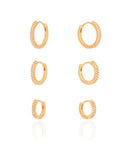 Trio de Argolas Cravejadas Cristal Banhado a Ouro 18K