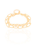 Pulseira Dupla Elos Ovais e Portugueses Banhado a Ouro 18K