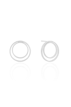 Brinco Argola Frontal Dois Filetes Lisos 1.4 cm Ródio Branco
