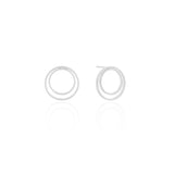 Brinco Argola Frontal Dois Filetes Lisos 1.4 cm Ródio Branco