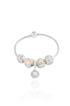 Pulseira Berloque Pingente Coração Cravejado